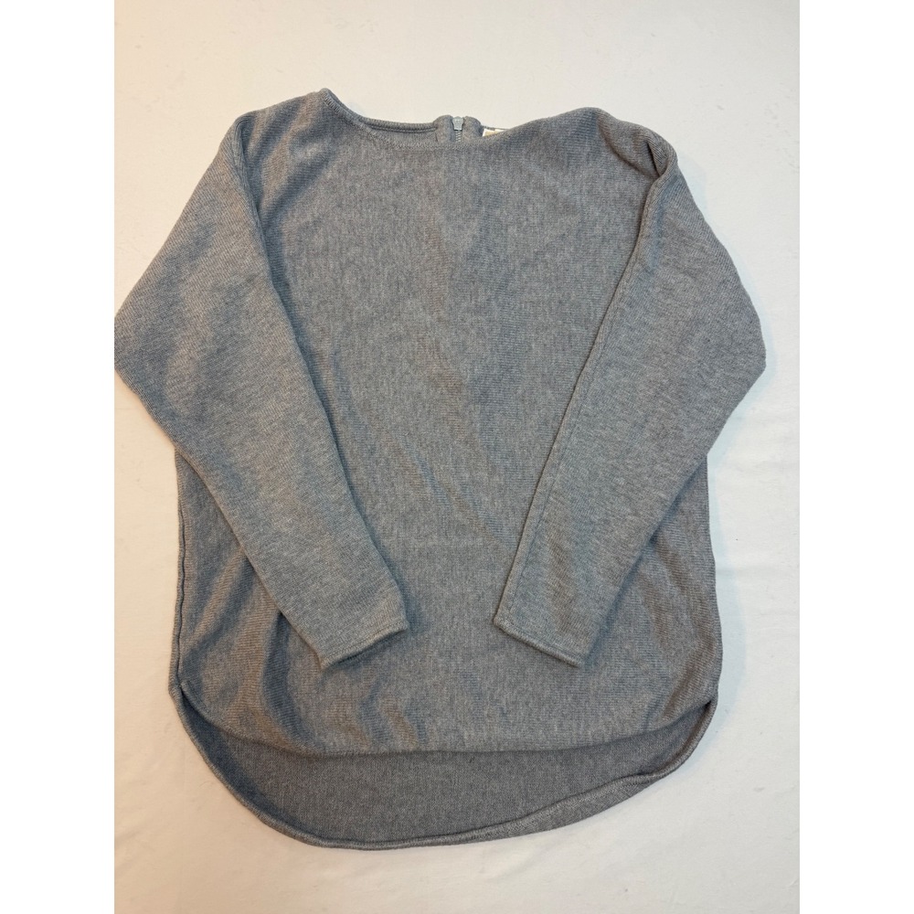 Michael Kors Womens Gray Long Sleeve Back Zip High-Low Knit Sweater Large